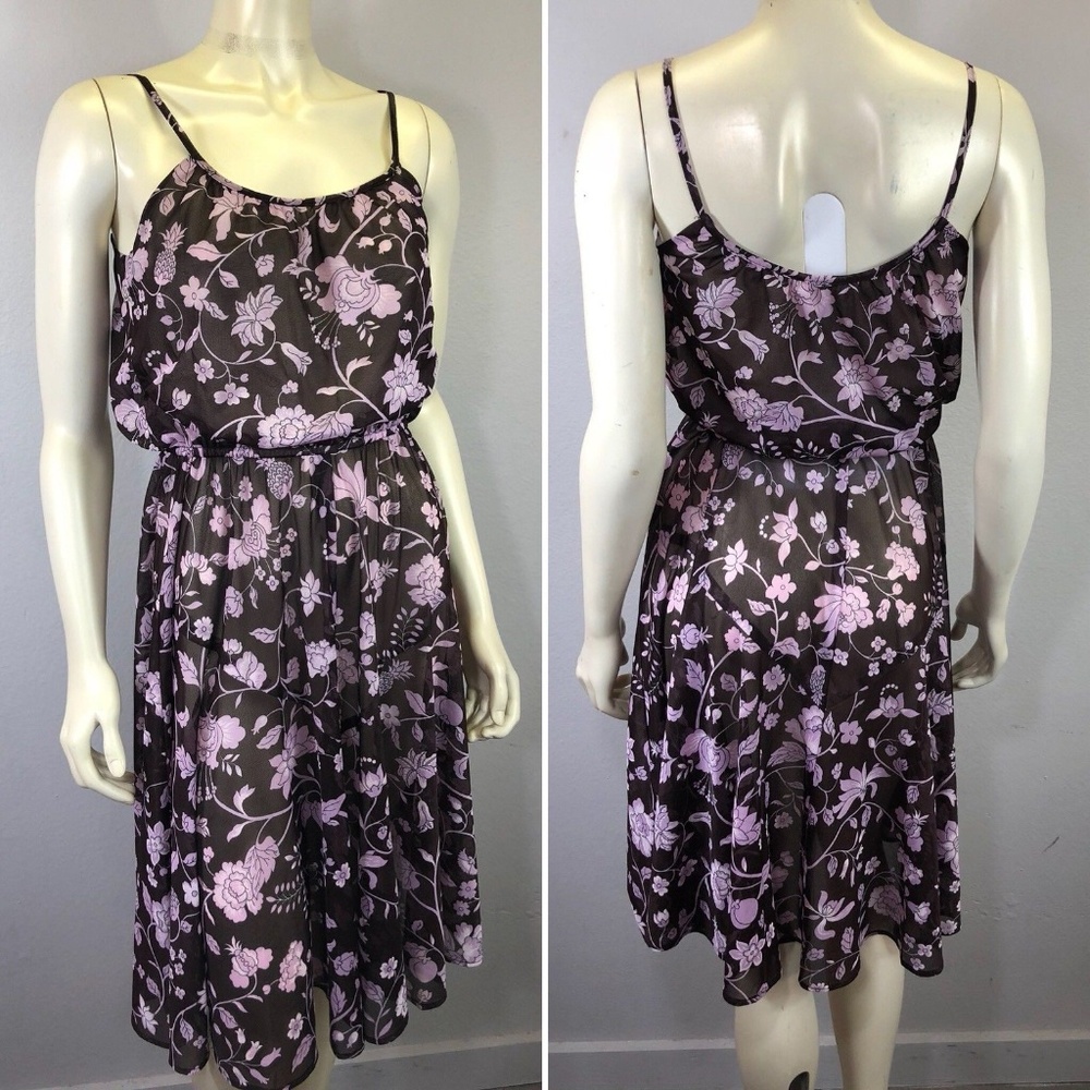 Vintage 70s Sheer Disco Sun Dress Floral Boho